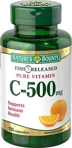 Nature's Bounty Time Released Vitamin C Capsules For Immune Health 500 mg 100 Ct - Picture 1 of 6