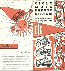 Ciclomotoraduno dei Fiori Sanremo - Scheda iscrizione 1952 Motociclismo Piffero - Picture 1 of 2