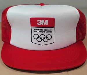 Vintage 3M Worldwide Sponsor 1988 Olympic Games Mesh Snapback Trucker Hat Cap - Picture 1 of 9