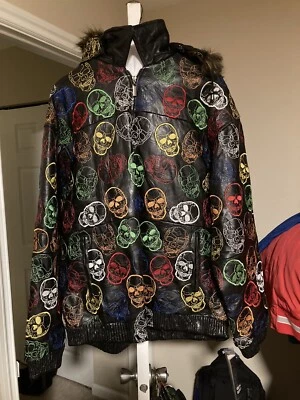 Chaqueta de Cuero Legacy Calaveras Adulto 3XL Capucha de Piel Rara XXXL Halloween Nueva con Etiquetas Foto 1 de 2