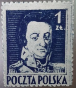 Stamps, Poland: Fi 341c, dark blue. ‘Wodzowie’, 1944, 1st post-war issue - Picture 1 of 2