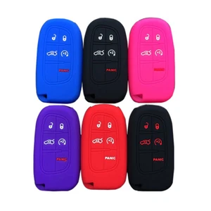 Fit Dodge Jeep Chrysler 5 Button Remote Smart Key Fob Silicone Skin Case Cover - Picture 1 of 22