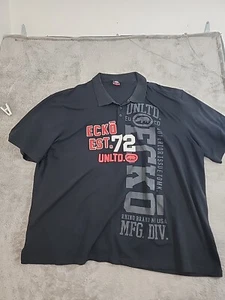 Ecko Unlimited Rhino Logo Polo Shirt Mens 6XB Stitched Black Y2k Era - Picture 1 of 5