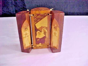 Triptychon klappbar rund Holz Krippe Engel - Bild 1 von 11