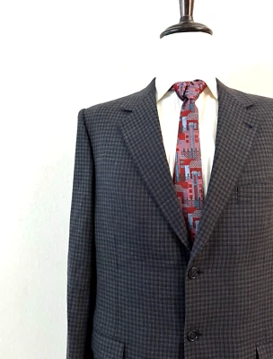 Ermenegildo Zegna Специальный костюм Куртка Пальто Мужская 40L длинный серый чек рабочие манжеты - Изображение 1 из 4