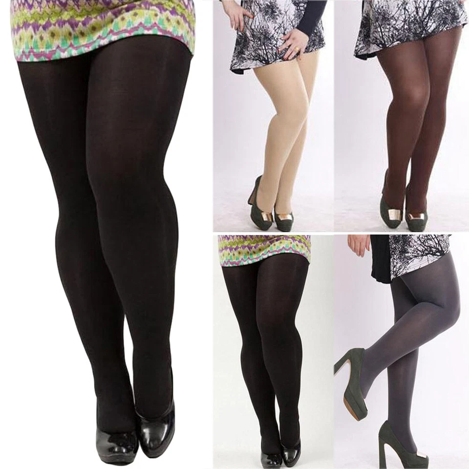 Women Solid 120D Velvet Large Thick Tights Stretch Elastic Pantyhose Hosiery - Image 1 of 4