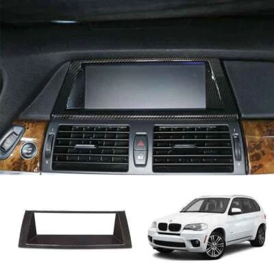 Para BMW X5 X6 2008-13 Fibra de Carbono Consola Salpicadero Navegación Marco Cubierta Borde 1X Foto 1 de 4