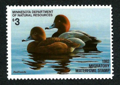 USA MINNESOTA 1982 MIGRATORY WATERFOWL DUCK DEPT OF NATURAL RESOURCES, REDHEADS - Image 1 of 2