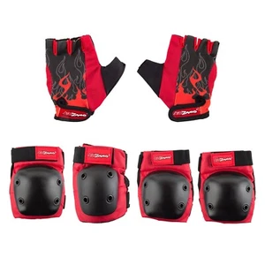 Kidzamo HD Elbow/Knee Pads & Glove Set Red Flame Medium Age 8+ Bike, Skateboard - Picture 1 of 3