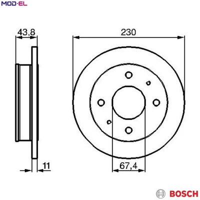 2x BRAKE DISC 0 986 478 727 FOR HYUNDAI ATOZ/AMICA ATOS SANTRO/XING 1.0L 4cyl - Image 1 of 4
