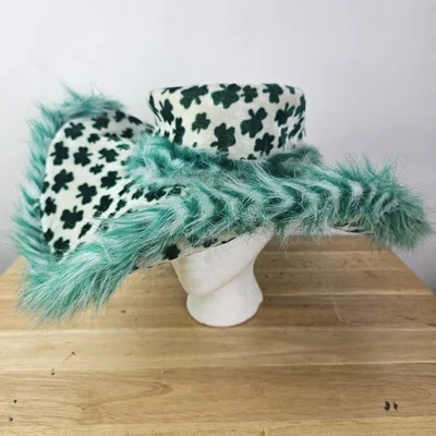 Trébol Verde Difuso Día de San Patricio Ala Ancha Peluche Disfraz Fiesta Rave Sombrero Foto 1 de 4