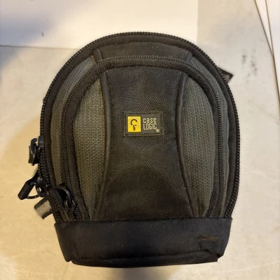 Case Logic Small Camera Case Padded Black And Blue W/ Belt Loop 3 Zip Pouch! - Image 1 of 4