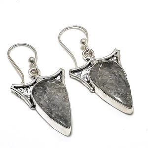 Stingrey Coral Gemstone Handmade 925 Sterling Silver Jewelry Earring 1.97" Y064 - Picture 1 of 2