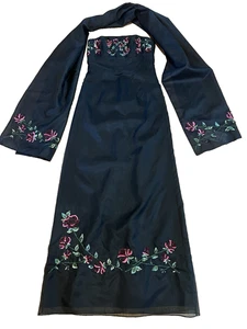 Nicole Miller Vintage Black Silk Rose Embroidered Strapless Gown, Shawl - 2, NWT - Picture 1 of 10