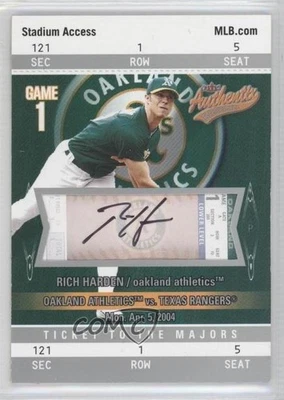 2004 Fleer Authentix Ticket to the Majors Upgraded /999 Rich Harden #105 Auto - Image 1 of 2