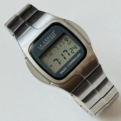 Reloj digital vintage La Crosse Technology radiocontrolado para hombre plateado WT-961 Foto 1 de 4