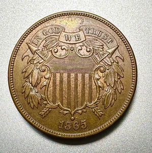 1865  PLAIN 5  2 CENT PIECE  NICE HIGHER GRADE   BETTER DATE #9567 - Picture 1 of 2