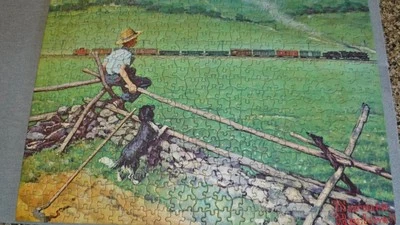 Vntg Jumbo Tuco  Train Jigsaw Puzzle Summertime  1000  pcs N. Rockwell Complete - Image 1 of 4