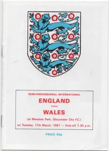 Mar 87 England v Wales semi professional international - Picture 1 of 1