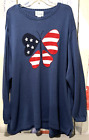 Quacker Factory 3X Red White Blue Star Sweater Women's Gift American Flag Tunic