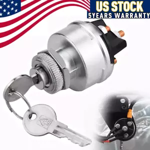 Universal Ignition Key Starter Switch w/ 2 Keys For Car Tractor Trailer 12V-24V - Picture 1 of 11