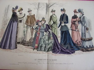 76/ GRAVURE DE MODE " Moniteur de la Mode Paris 1891 ". Grand format 36x52 - Picture 1 of 4