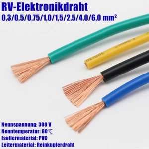 RV 0,3mm² - 6mm² Einadriges Litzenkabel Flexibler elektrischer Reinkupfer Draht - Picture 1 of 9