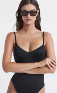 Nuevo sin etiquetas Traje de baño Good American SHOW OFF negro con aros 1 pieza 124125 - Imagen 1 de 3
