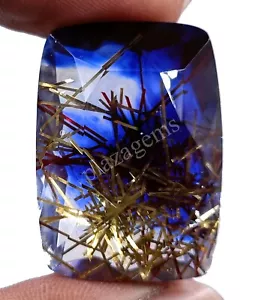 76.90 CT Cushion Goldan Rutilated Quartz Ametrine Doublet EGL Loose Gems 5MRG - Picture 1 of 9