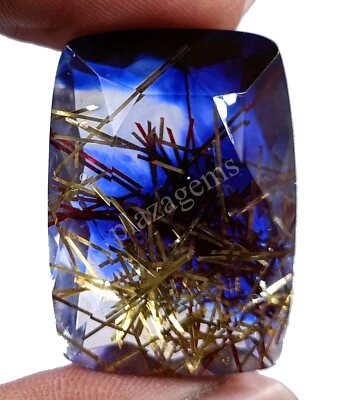 76.90 CT Cushion Goldan Rutilated Quartz Ametrine Doublet EGL Loose Gems 5MRG - Image 1 of 4