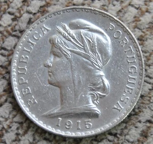 PORTUGAL . 1 ESCUDO 1915 . LARGE SILVER - Picture 1 of 2