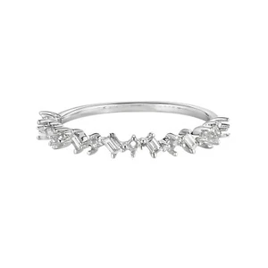14K White Gold Lab Grown Diamond Wedding Band MZ7478 - Picture 1 of 7