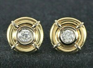 Roberto Coin Cento 18K Yellow Gold SI1 0.46ct Round Diamond Bezel Stud Earrings