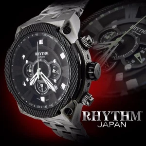 Rhythm I1501S02 Men's Chronograph Watch 45x51mm Stainless Steel Case 10 ATM - Picture 1 of 8