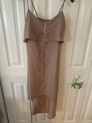 Vestido para mujer Free Bird champán sedoso con correa de espagueti con cinturón talla grande Foto 1 de 4