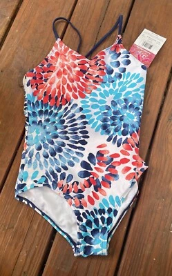 Kanu Surf Big Girls'  One Piece Swimsuit Daisy - Red/White/Blue, Size 14 NWT - Image 1 of 3