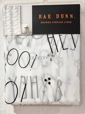Halloween Rae Dunn Ghost HEY BOOPeva Vinilo Cortina de Ducha Forro 72" Foto 1 de 4