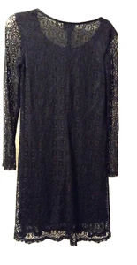 Harlow Vintage Sheath Dress sz 10 Black Lace Cocktail Long Sleeve Lined - Picture 1 of 10