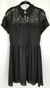 SPEECHLESS Black Dress ~Size M ~ Lace Shoulder with Collar, Above the Knee - Picture 1 of 9