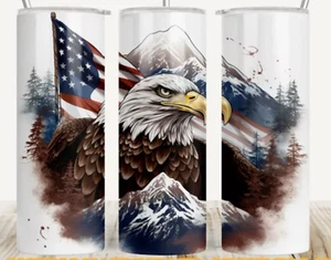 Weißkopfseeadler in den Bergen 20 Unzen Edelstahl Becher Handarbeit - Bild 1 von 1