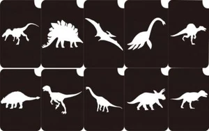 Plantilla de tatuaje de maquillaje brillante arte corporal de dinosaurios 2,75"" x 3,75"" - paquete de 5 - Imagen 1 de 15