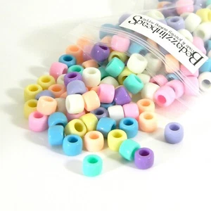 300 cuentas de pony de plástico acrílico orificio grande de 8 mm x 6 mm color pastel surtido - Imagen 1 de 2