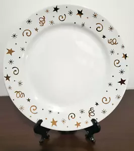 Pampered Chef Dessert Salad Appetizer Plates SET OF 4 Gold Stars & Swirls 8" - Picture 1 of 3