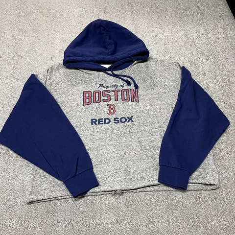 Boston Red Sox Sweatshirt Women Large Cropped Boxy Pullover MLB Baseball Hoodie Cover