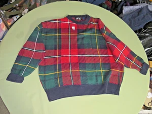 WOODS & GRAY MENS SWEATER LG TARTAN SCOTTISH PLAID 100% COTTON CREW NECK LOT #93 - Picture 1 of 7