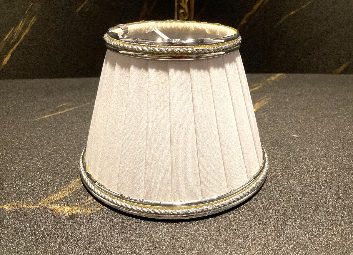 Abat-jour Conique E14 Motif Floral Gris Argenté - Ø19.5cm, Hauteur 14cm, Pour Lampe De Chevet Vintage