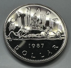 1987 Canadian Proof-Like Dollar Coin. Last Year Large Canada Dollar **KEY DATE** - Picture 1 of 7