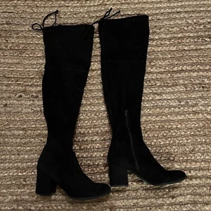 Unisa Undegda Tall Over The Knee High Black Suede Block Heels Zipper, 7.5 - Picture 1 of 6