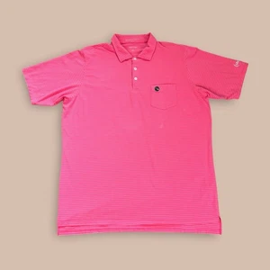 B Draddy Polo Shirt Adult XL Pink Striped Pima Cotton Stretch Pocket Golf Mens - Picture 1 of 7