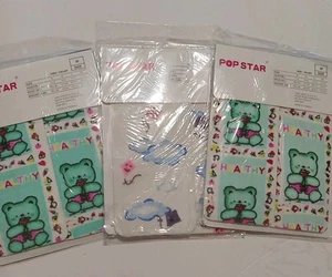 Pop Star Girls Tights Size Medium white with graphics 3 Packs - Picture 1 of 4